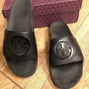 Tory Burch Lina Slides Black Sz 9